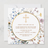 Boho Wildblumen Circle Baptisse Einladung (Rückseite)