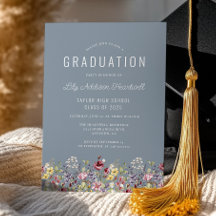 Boho Wildblumen Dusty Blue Graduation Party