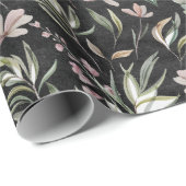 Boho Wildblumen Dusty Pink Sage Green Black Geschenkpapier (Rolleneckpunkt)