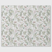 Boho Wildblumen Dusty Pink Sage Green Geschenkpapier (Flach)