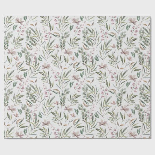 Boho Wildblumen Dusty Pink Sage Green Geschenkpapier (Flach)