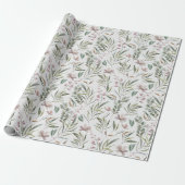 Boho Wildblumen Dusty Pink Sage Green Geschenkpapier (Ungerollt)