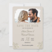 Boho-Wildblumen einfache Foto beigefarbene Salbei- Save The Date (Vorderseite)
