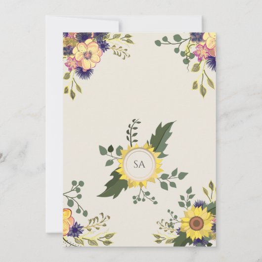 Boho Wildblumen Einladung Hochzeit (Rückseite)