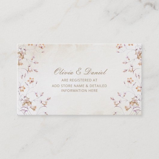 Boho Wildblumen Einsteckkarte für das Hochzeitsreg Begleitkarte (Vorderseite)