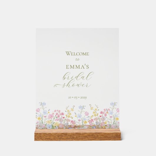 Boho-Wildblumen Elegante Babyparty Acrylschild (Vorderseite)