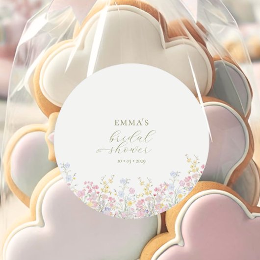 Boho-Wildblumen Elegante Babyparty oder Hochzeitsd Runder Aufkleber