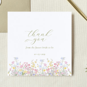 Boho-Wildblumen Elegante Brautparty  Dankeskarte
