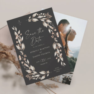 Boho Wildblumen Elegante Florale Hochzeitsfotos Save The Date