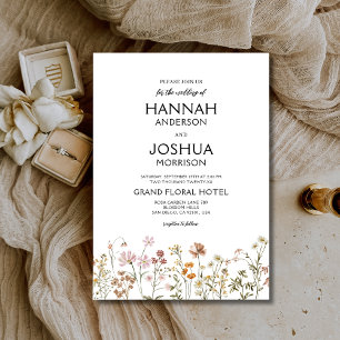 Boho-Wildblumen Elegante Gartenhochzeit Einladung