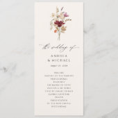 Boho-Wildblumen Elegante Herbsthochzeit Programm (Vorderseite)