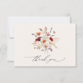 Boho Wildblumen Elegante Hochzeit im Herbst Dankeskarte (Vorderseite)