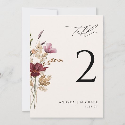 Boho Wildblumen Elegante Hochzeit im Herbst Einladung (Vorderseite)