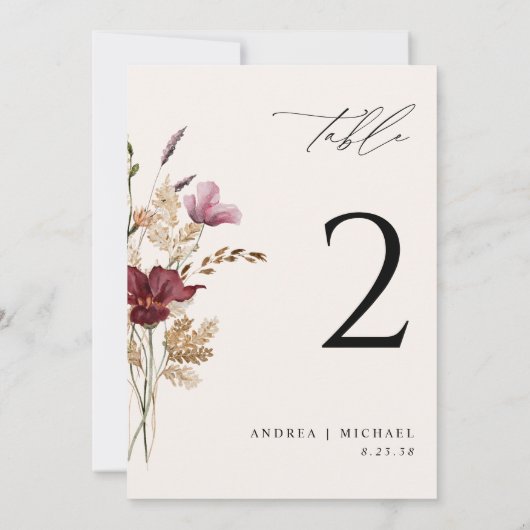 Boho Wildblumen Elegante Hochzeit im Herbst Einladung (Rückseite)