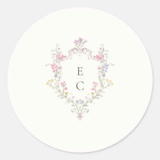 Boho-Wildblumen Elegante Hochzeit Runder Aufkleber (Vorderseite)