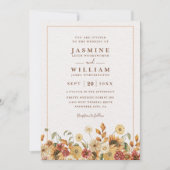 Boho Wildblumen Elegante Moderne QR-Code-Hochzeit Einladung (Vorderseite)