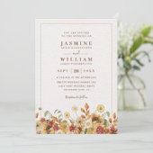 Boho Wildblumen Elegante Moderne QR-Code-Hochzeit Einladung (Stehend Vorderseite)