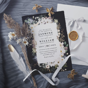 Boho-Wildblumen Elegante Moderne Schicke Hochzeit Einladung