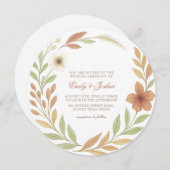 Boho Wildblumen Elegante Runde Hochzeit Einladung (Vorne/Hinten)