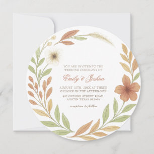 Boho Wildblumen Elegante Runde Hochzeit Einladung