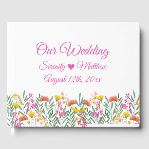 Boho Wildblumen Elegantes Floral Wedding Gästebuch