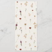 Boho Wildblumen Elfenbeincreme Hochzeit Drei Stund Menükarte (Rückseite)