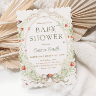 Boho Wildblumen Erdbeere Baby Shower Einladung