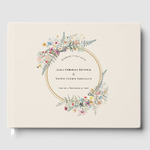 Boho-Wildblumen-Farn-Beige-Hochzeit Gästebuch