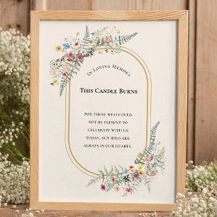 Boho Wildblumen Farn Hochzeit Diese Kerze brennt Poster