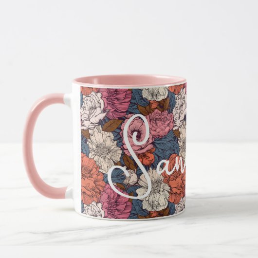 Boho Wildblumen Floral Monogramm Western Blume Tasse (Links)