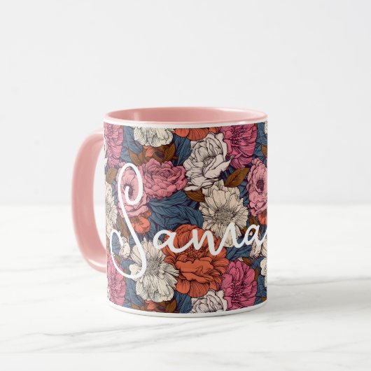 Boho Wildblumen Floral Monogramm Western Blume Tasse (Vorderseite Links)