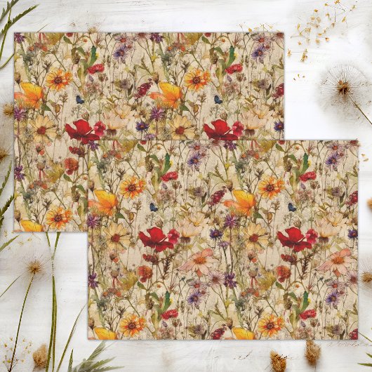 BOHO WILDBLUMEN FLORALDEKOUPAGE SEIDENPAPIER