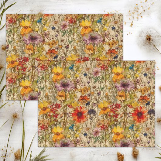 BOHO WILDBLUMEN FLORALDEKOUPAGE SEIDENPAPIER