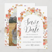 Boho Wildblumen Foto Tor Hochzeit Save The Date (Vorne/Hinten)