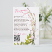 Boho Wildblumen Foto wünscht gute Hochzeit QR Begleitkarte (Stehend Vorderseite)