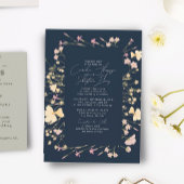Boho Wildblumen Frame Navy Wedding Einladung