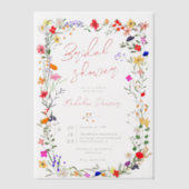 Boho Wildblumen Frühjahr Sommer-Brautparty Pergament Einladungen (Vorderseite)