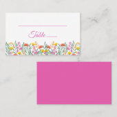 Boho Wildblumen Garden Pink Floral Wedding Platzkarte (Vorne/Hinten)