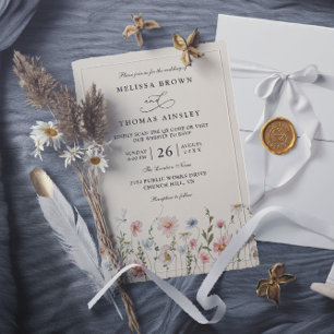 Boho-Wildblumen-Garten Blumiger QR-Code Hochzeit Einladung