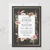 Boho-Wildblumen-Garten Elegante QR-Code-Hochzeit Einladung (Vorderseite)