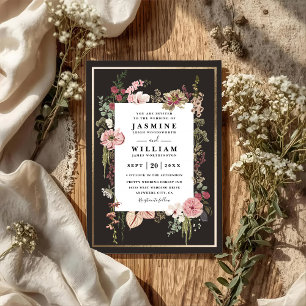 Boho-Wildblumen-Garten Elegante QR-Code-Hochzeit Einladung