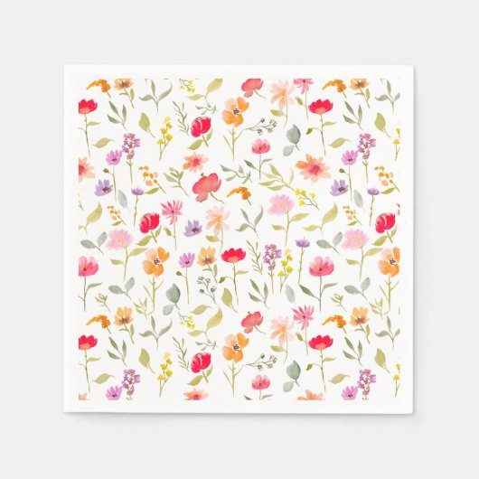 Boho Wildblumen Gartengarten Brautparty Party Serviette (Vorderseite)