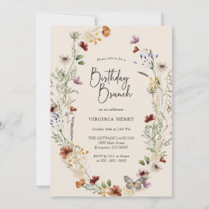 Boho-Wildblumen-Geburtstags-Brunch Einladung