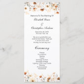 Boho-Wildblumen Gelb Beige Hochzeitsprogramm Menükarte (Vorderseite)