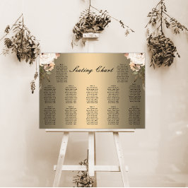Boho Wildblumen Gold Wedding Seating Chart Poster