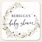 Boho Wildblumen Greenery Baby Shower Rechteckiger Pappuntersetzer (Vorderseite)