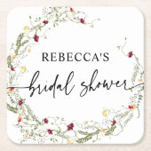 Boho Wildblumen Greenery Brautparty Rechteckiger Pappuntersetzer (Vorderseite)