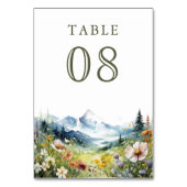 Boho-Wildblumen-Hochzeit auf der Bergwiese Tischnummer (Rückseite)