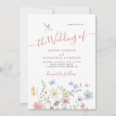 Boho Wildblumen Hochzeit im Blumengarten Einladung (Vorderseite)