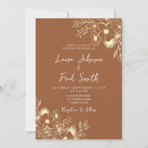 Boho-Wildblumen-Hochzeit in verbranntem Orange Einladung